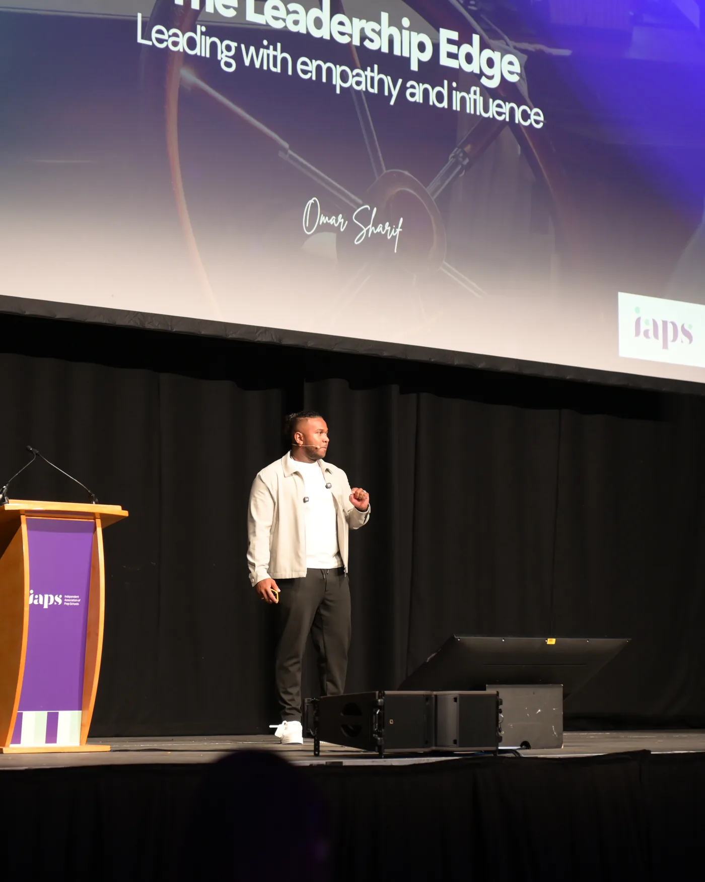 Omar Sharif delivering The Leadership Edge at the IAPS Annual Conference
