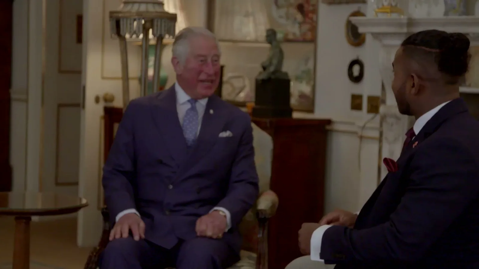 HM King Charles III greeting Omar Sharif at Clarence House