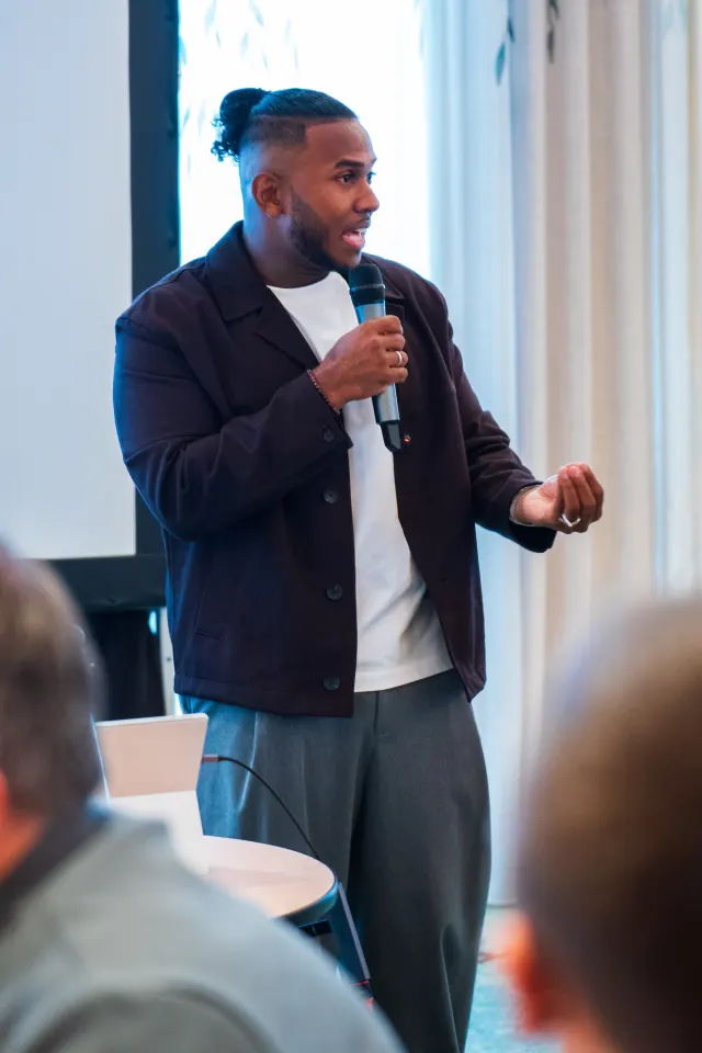 Speaking to a seated audience